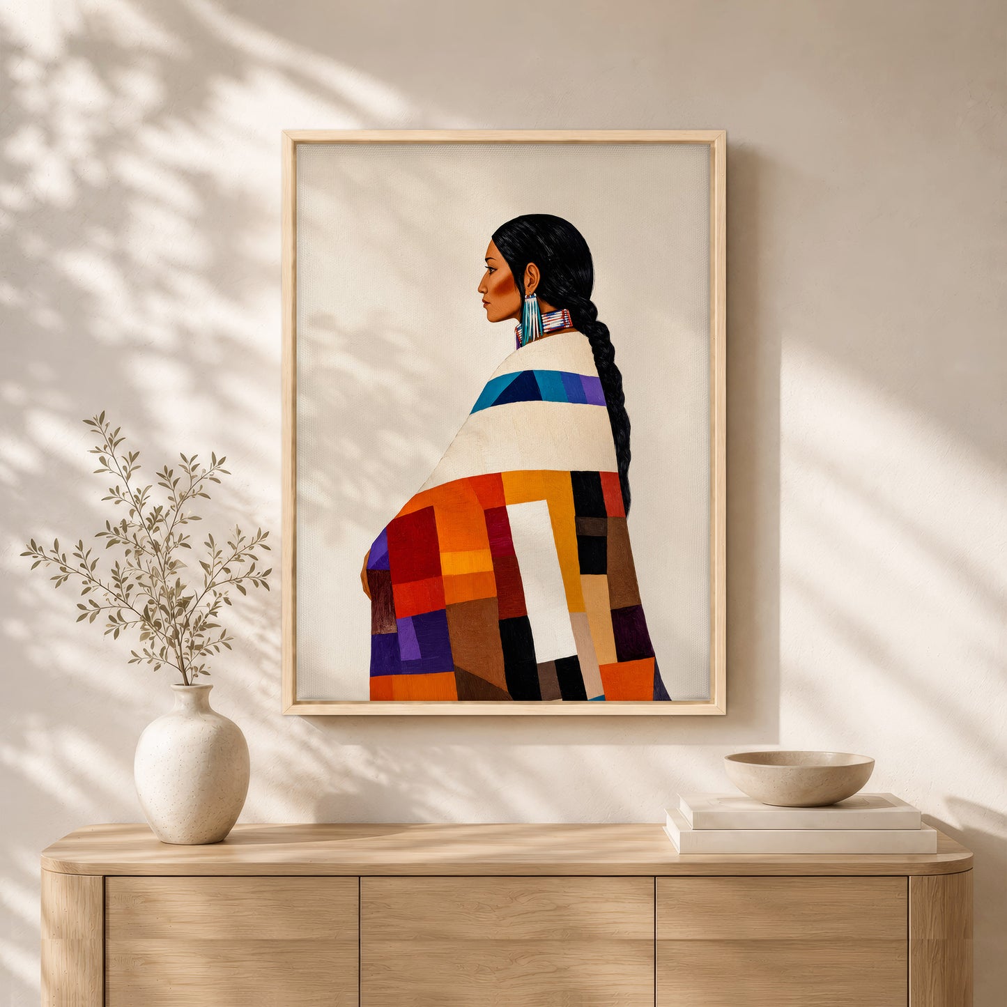 Native American Woman Portrait Canvas - Tribal Heritage Wall Decor