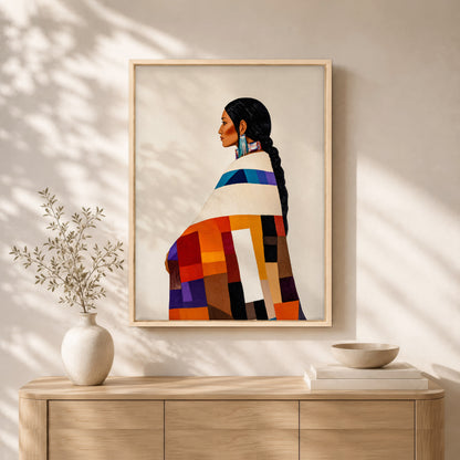 Native American Woman Portrait Canvas - Tribal Heritage Wall Decor