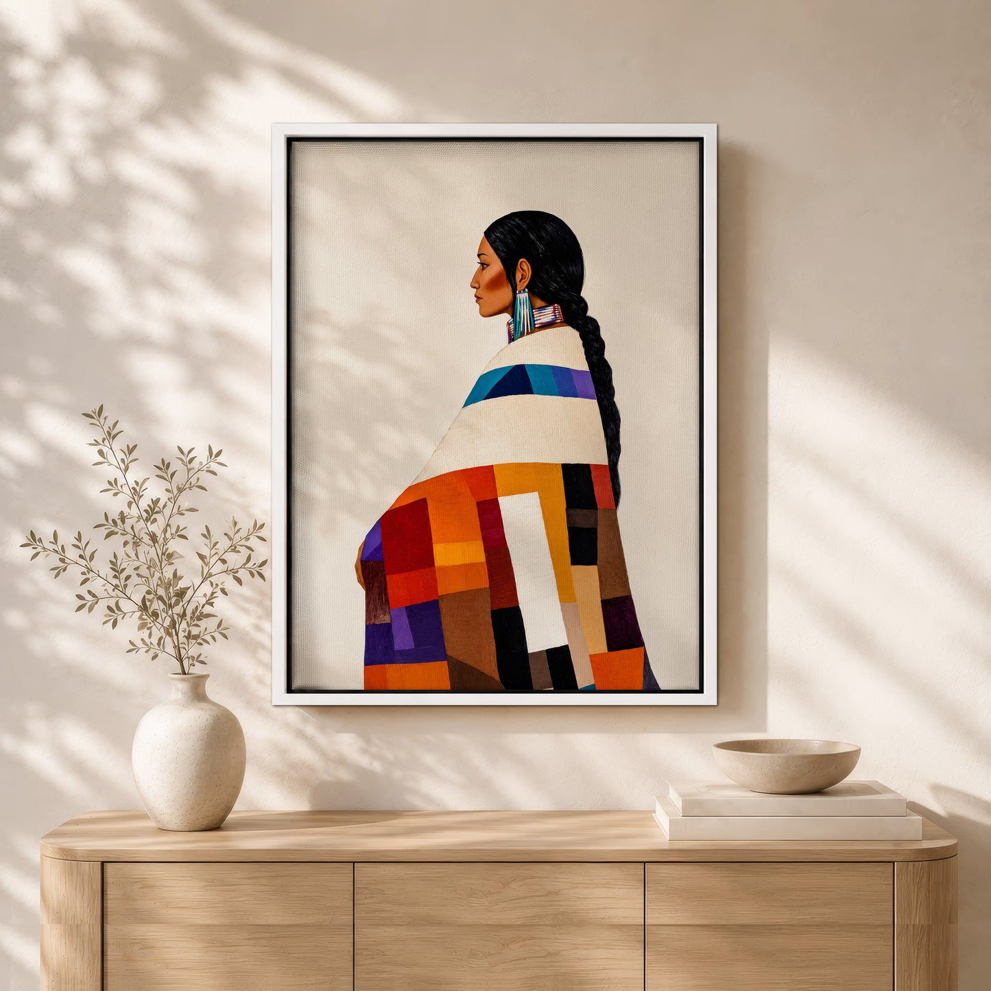 Native American Woman Portrait Canvas - Tribal Heritage Wall Decor