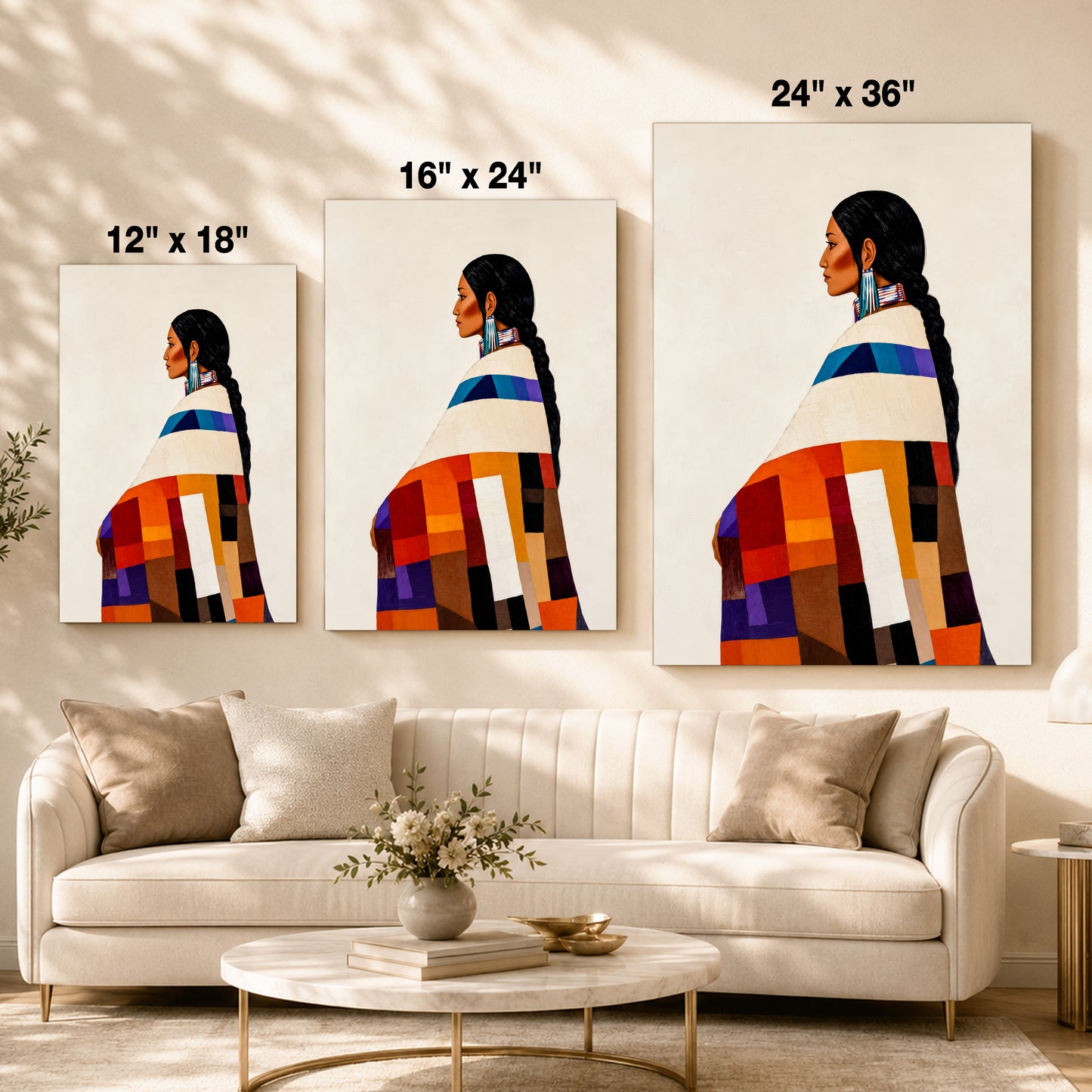 Native American Woman Portrait Canvas - Tribal Heritage Wall Decor
