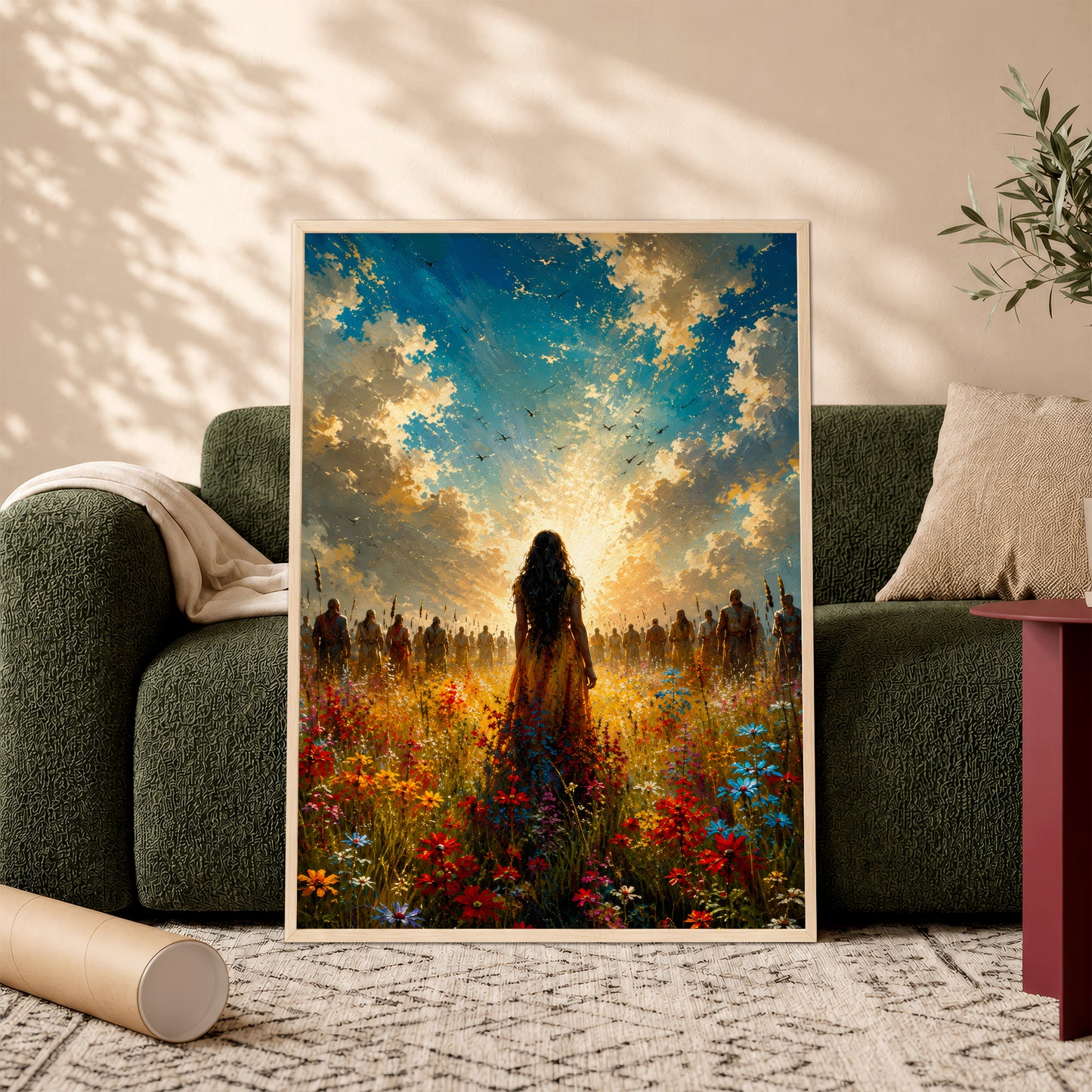 Walking Toward the Light Canvas Wall Art – Inspirational Woman Landscape Canvas
