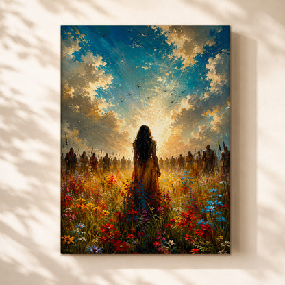 Walking Toward the Light Canvas Wall Art – Inspirational Woman Landscape Canvas