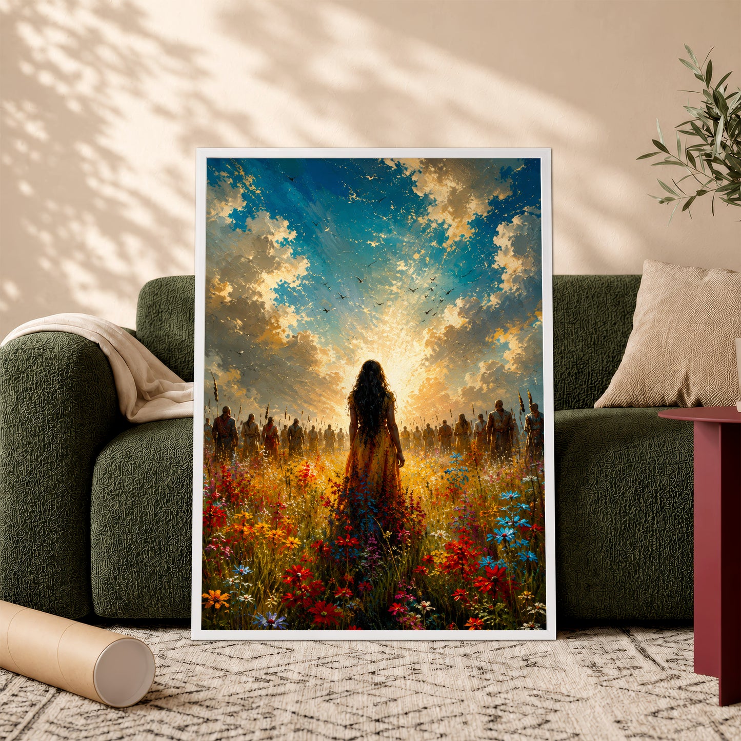 Walking Toward the Light Canvas Wall Art – Inspirational Woman Landscape Canvas