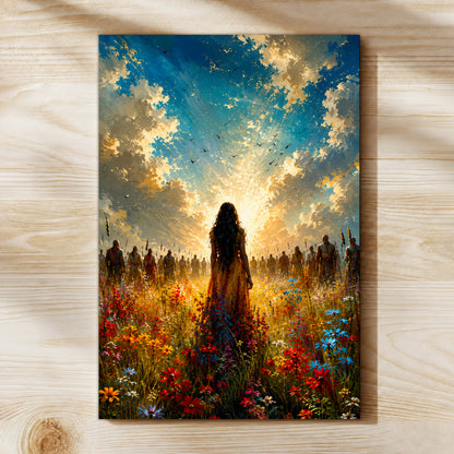 Walking Toward the Light Canvas Wall Art – Inspirational Woman Landscape Canvas