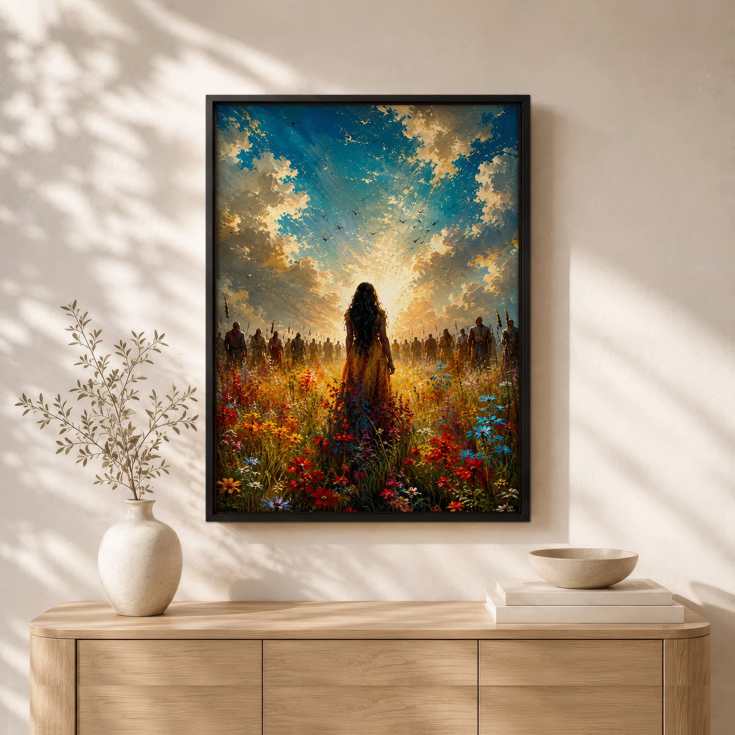 Walking Toward the Light Canvas Wall Art – Inspirational Woman Landscape Canvas