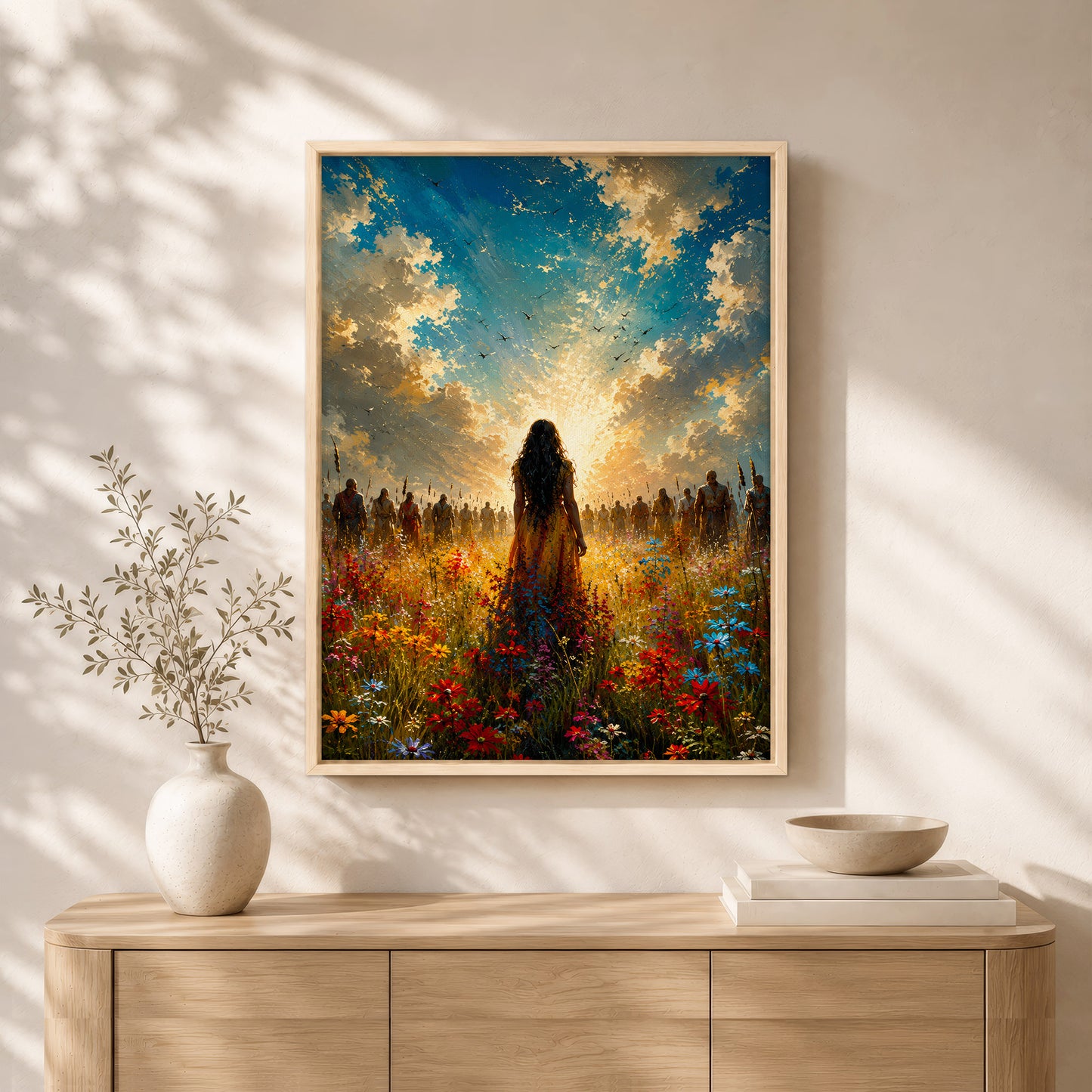 Walking Toward the Light Canvas Wall Art – Inspirational Woman Landscape Canvas