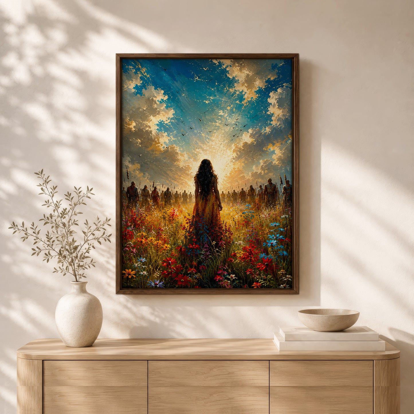 Walking Toward the Light Canvas Wall Art – Inspirational Woman Landscape Canvas