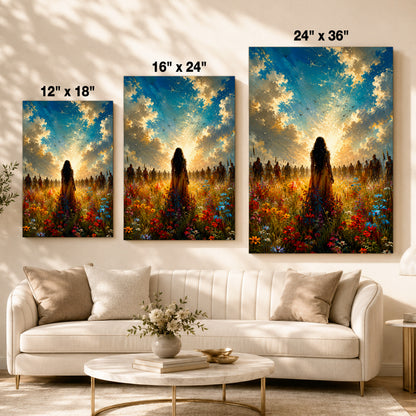 Walking Toward the Light Canvas Wall Art – Inspirational Woman Landscape Canvas