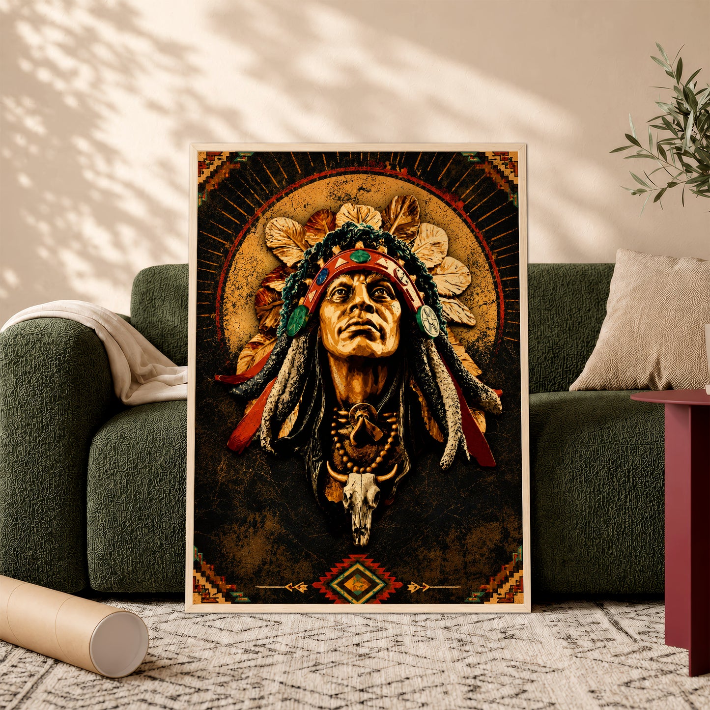 Native American Elder Canvas Wall Art – Indigenous Heritage Portrait