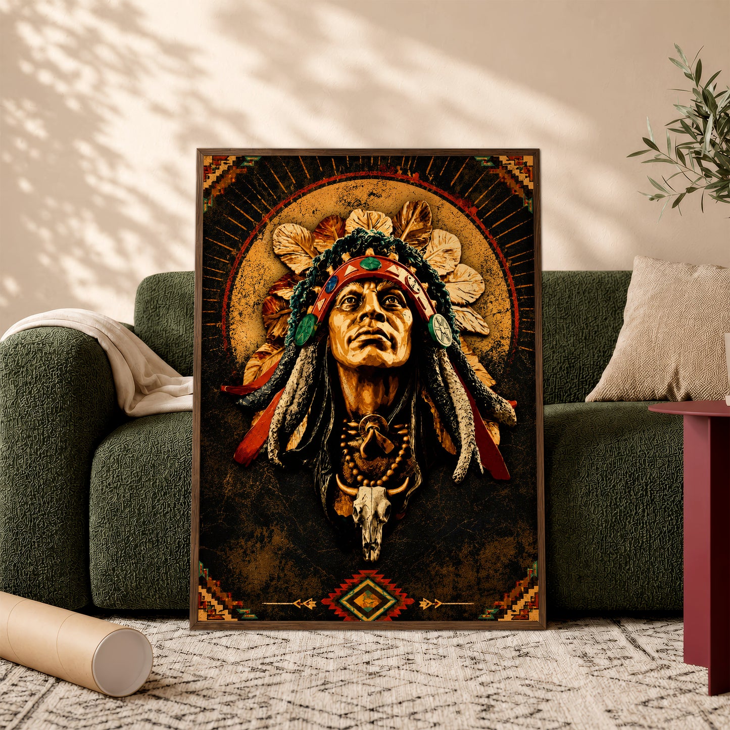 Native American Elder Canvas Wall Art – Indigenous Heritage Portrait