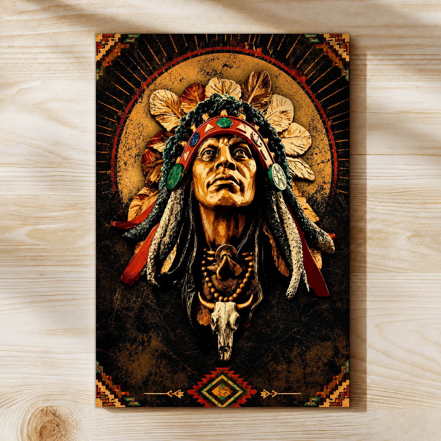 Native American Elder Canvas Wall Art – Indigenous Heritage Portrait