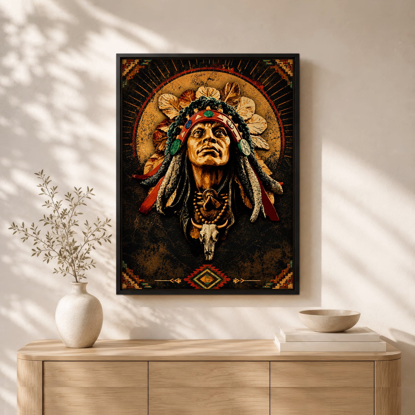 Native American Elder Canvas Wall Art – Indigenous Heritage Portrait