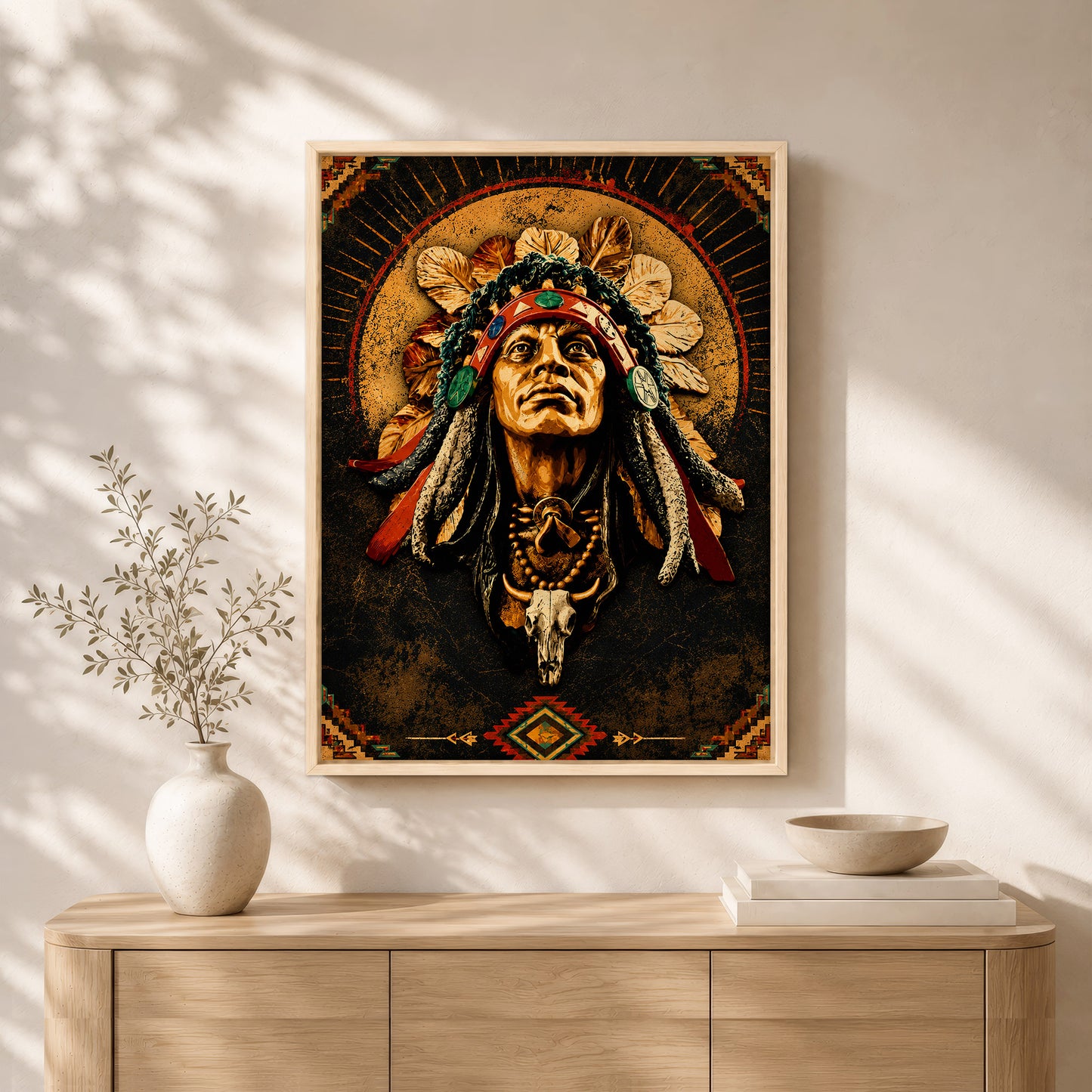 Native American Elder Canvas Wall Art – Indigenous Heritage Portrait