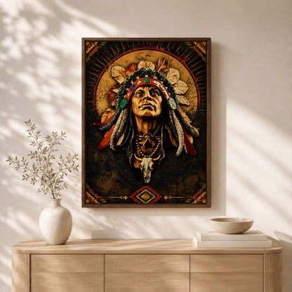 Native American Elder Canvas Wall Art – Indigenous Heritage Portrait
