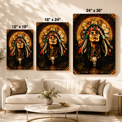 Native American Elder Canvas Wall Art – Indigenous Heritage Portrait