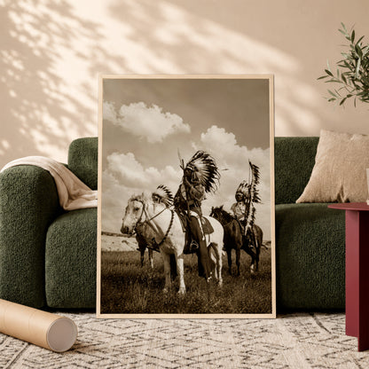 Native American Horse Riders Canvas Wall Art – Indigenous Heritage Western Canvas