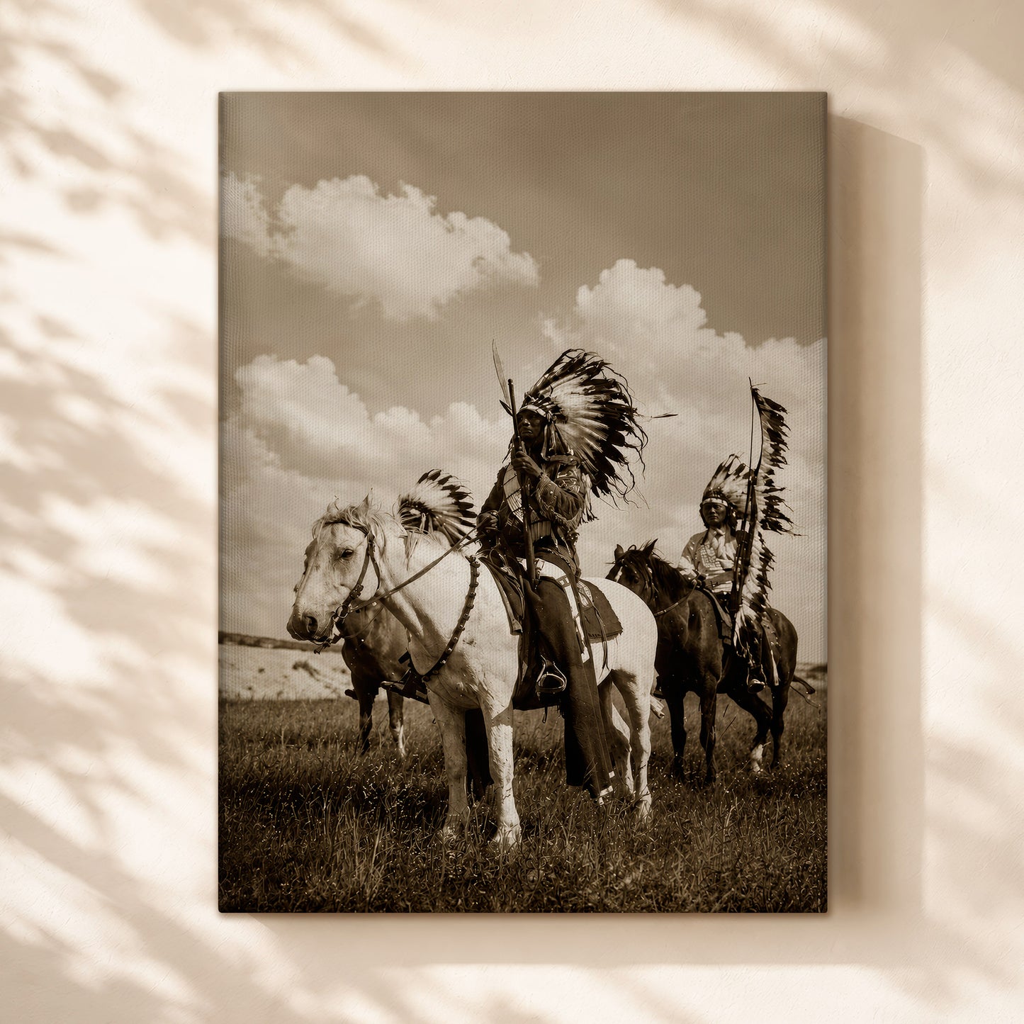 Native American Horse Riders Canvas Wall Art – Indigenous Heritage Western Canvas
