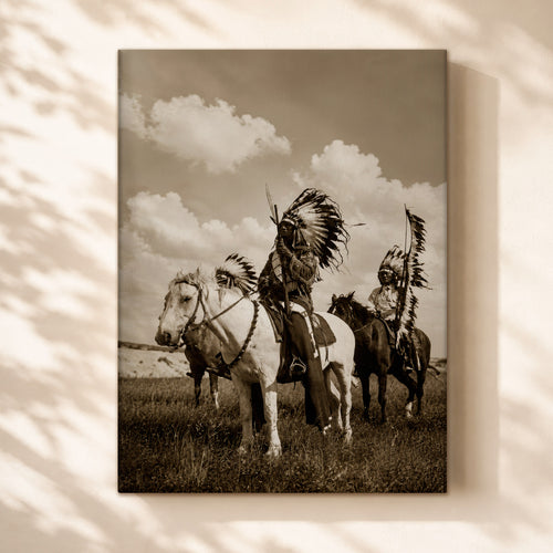 Native American Horse Riders Canvas Wall Art – Indigenous Heritage Western Canvas