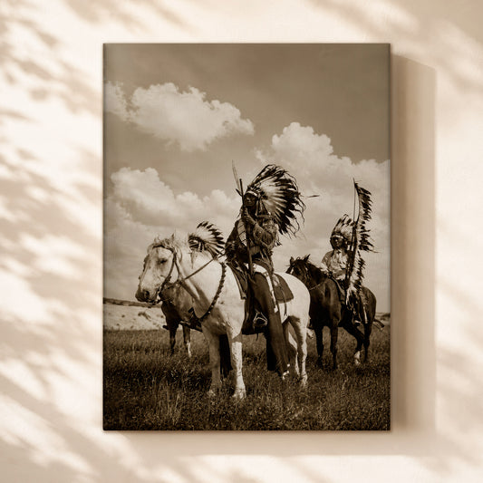 Native American Horse Riders Canvas Wall Art – Indigenous Heritage Western Canvas