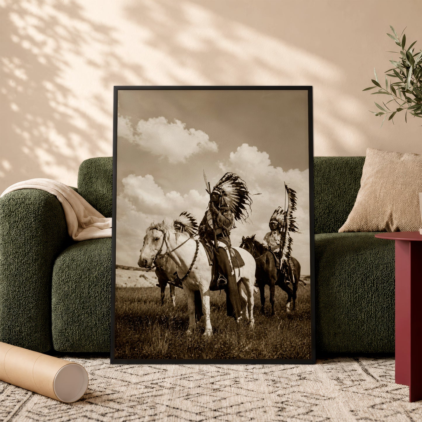Native American Horse Riders Canvas Wall Art – Indigenous Heritage Western Canvas