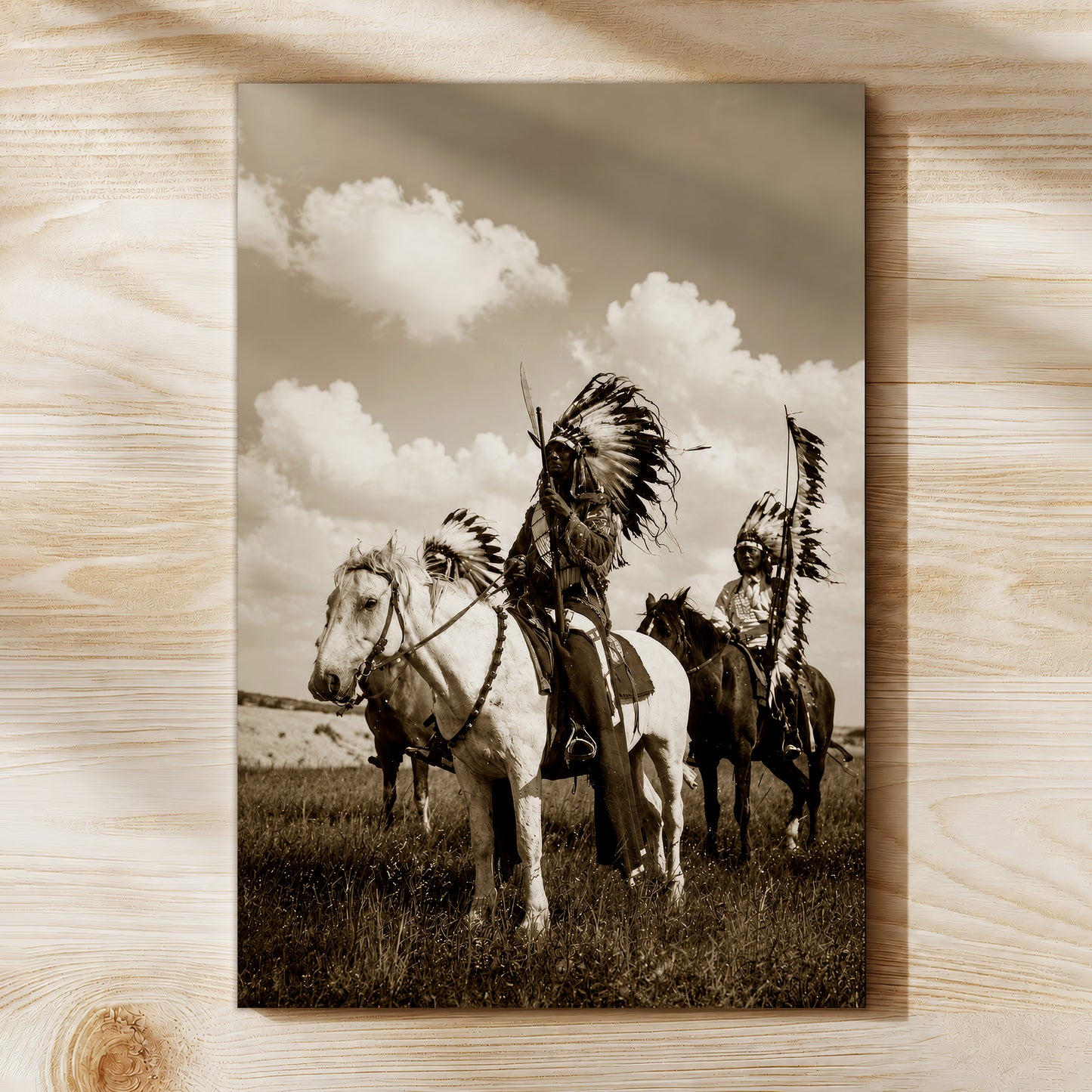 Native American Horse Riders Canvas Wall Art – Indigenous Heritage Western Canvas
