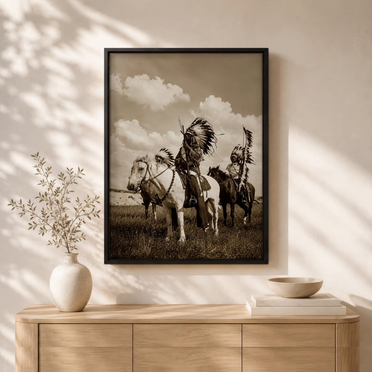 Native American Horse Riders Canvas Wall Art – Indigenous Heritage Western Canvas