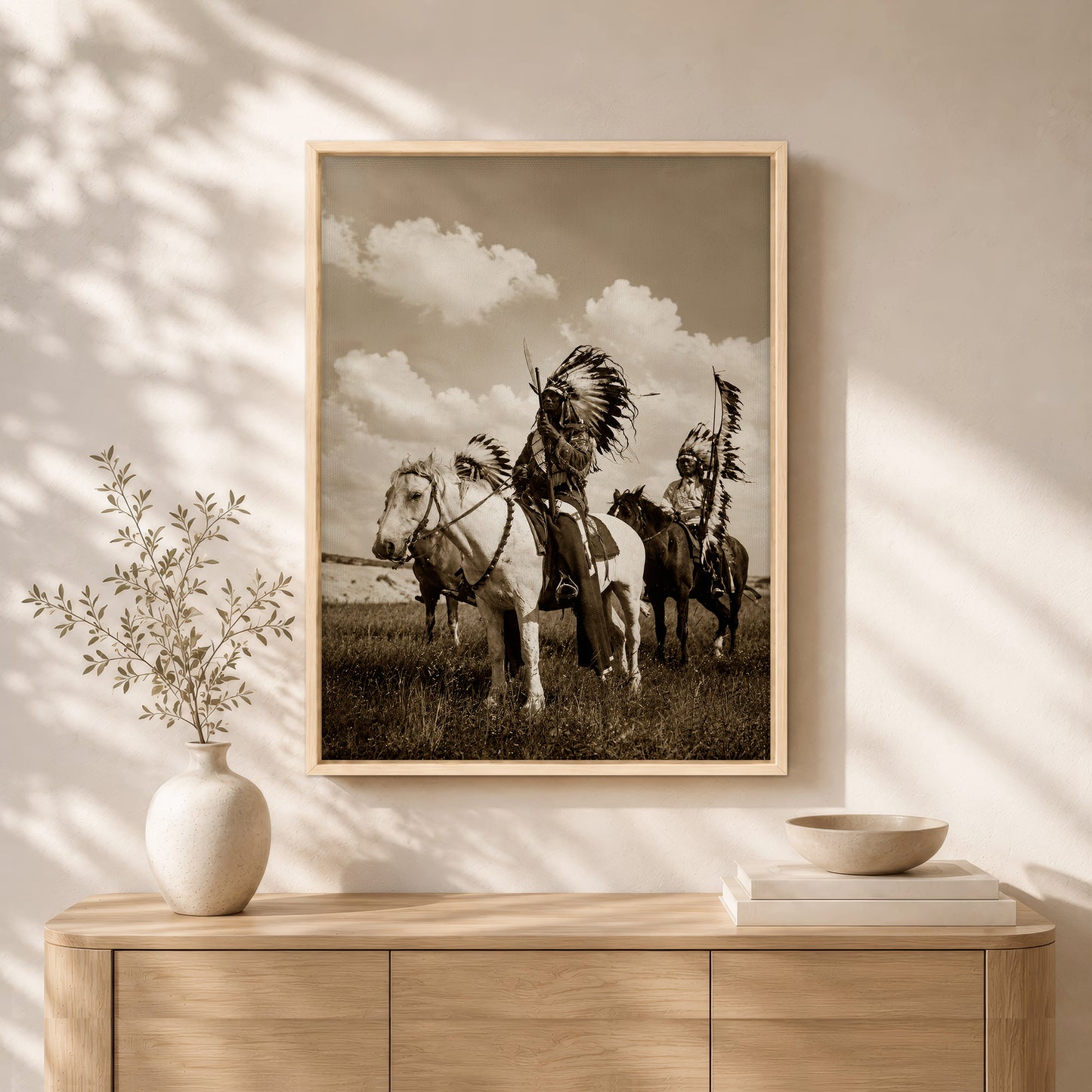 Native American Horse Riders Canvas Wall Art – Indigenous Heritage Western Canvas