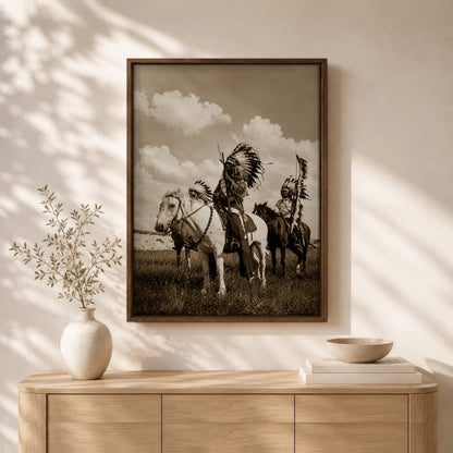 Native American Horse Riders Canvas Wall Art – Indigenous Heritage Western Canvas