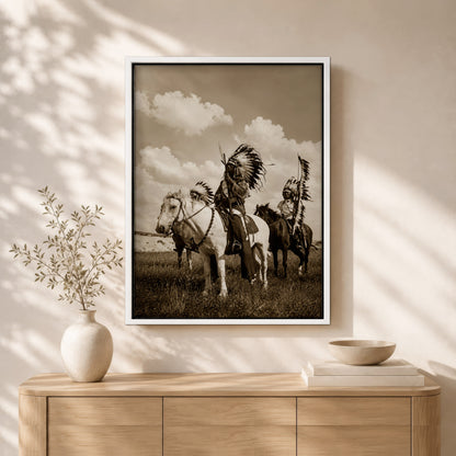 Native American Horse Riders Canvas Wall Art – Indigenous Heritage Western Canvas