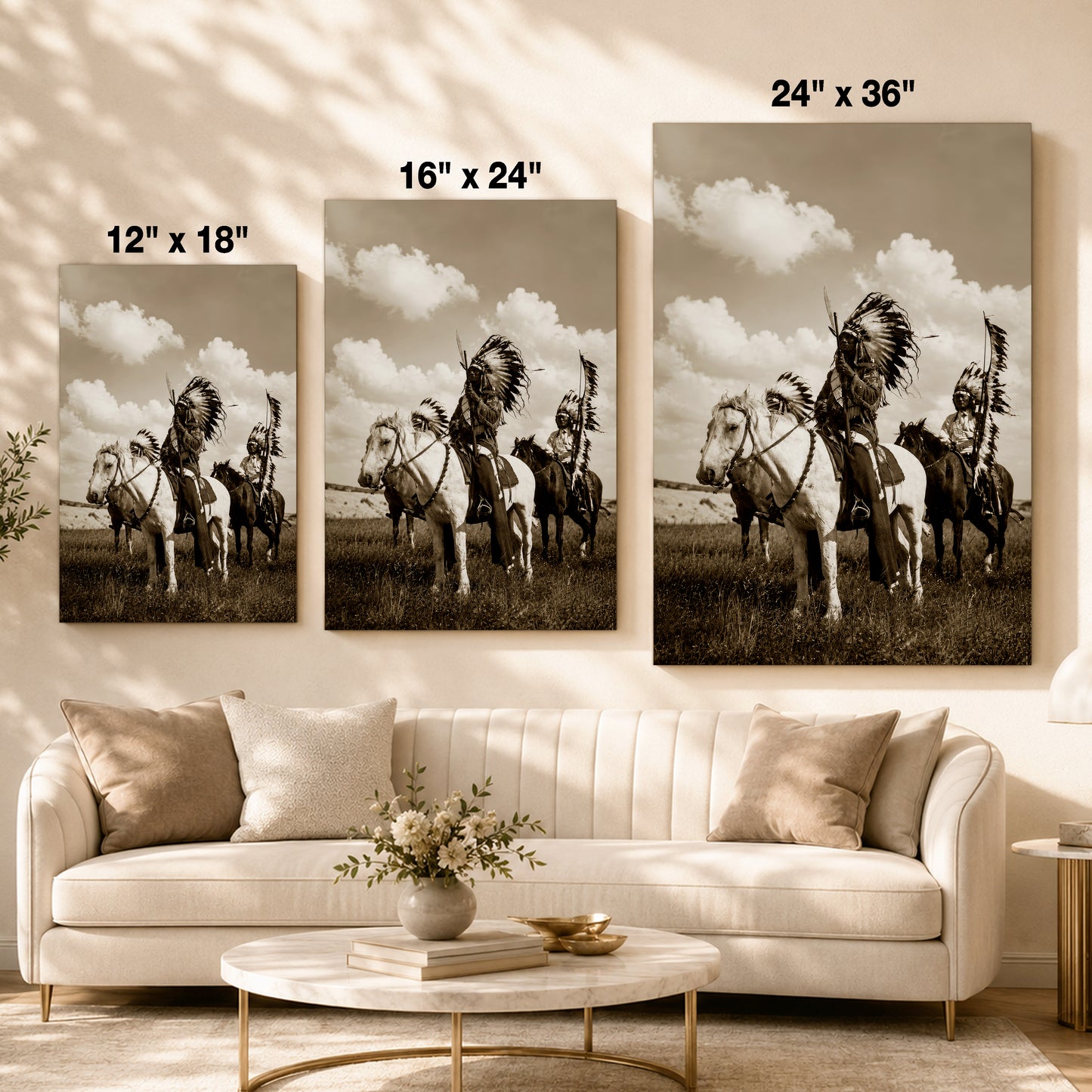 Native American Horse Riders Canvas Wall Art – Indigenous Heritage Western Canvas