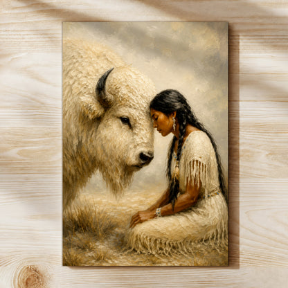 White Buffalo Spirit Canvas Wall Art - Native American Inspired Home Decor