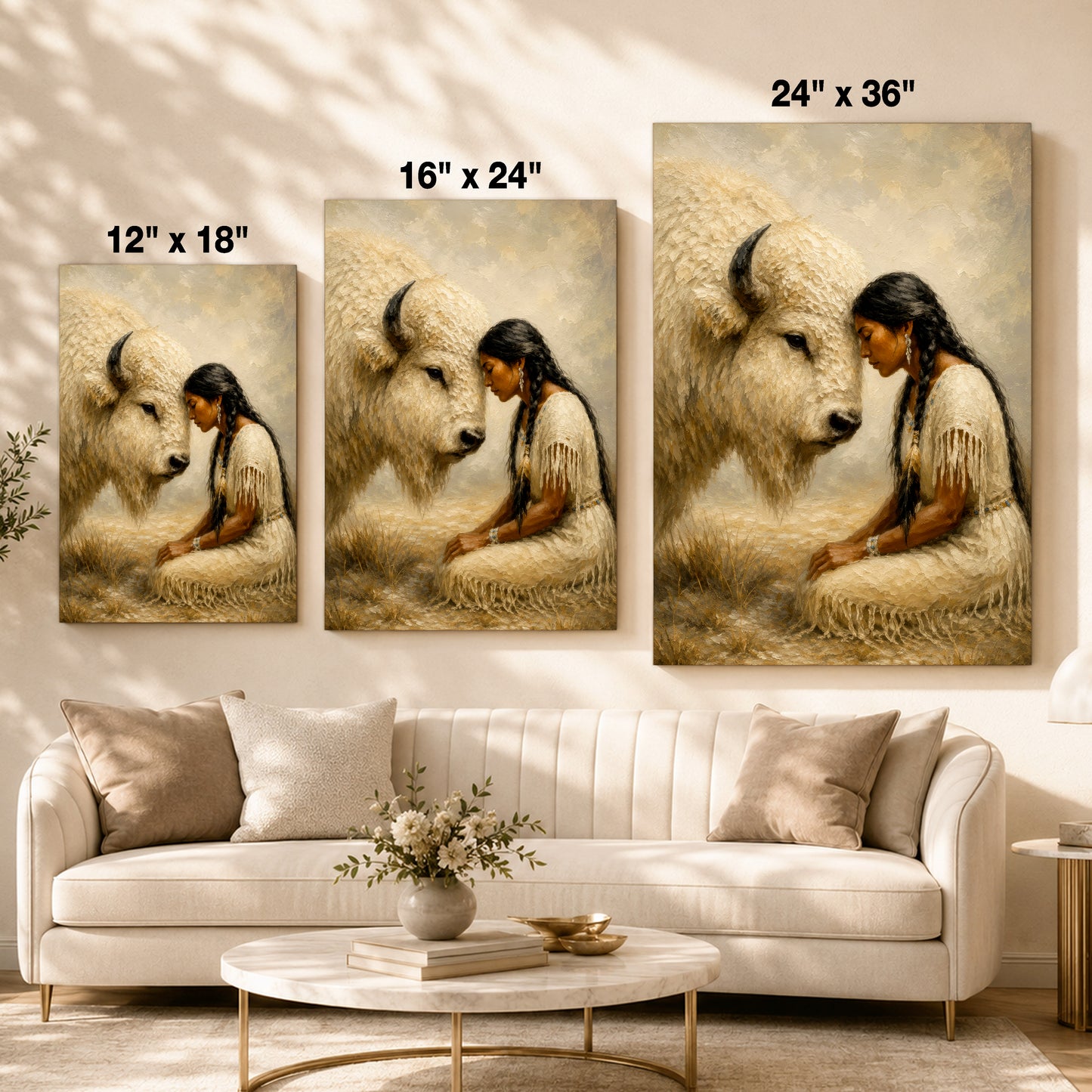 White Buffalo Spirit Canvas Wall Art - Native American Inspired Home Decor