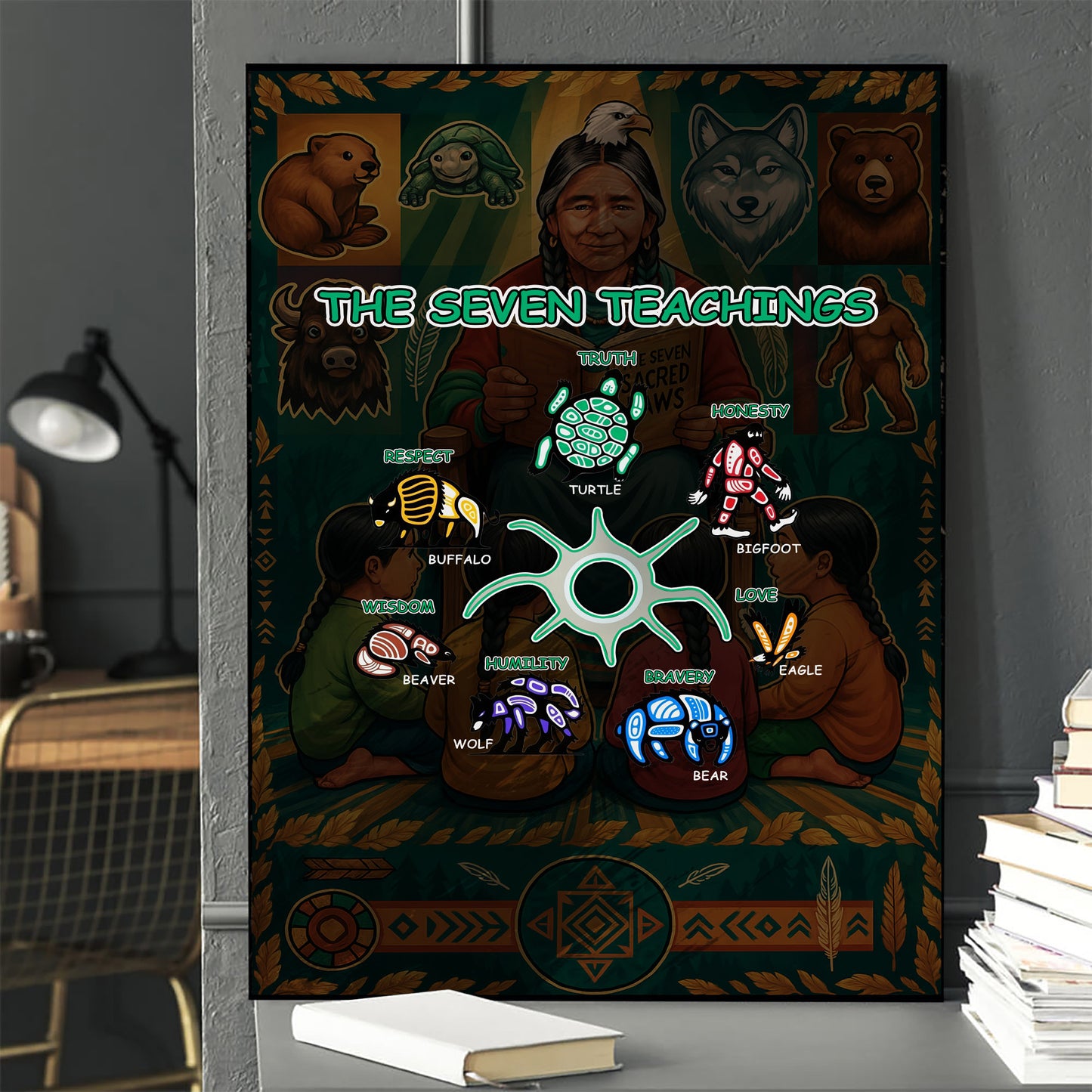 The Seven Sacred Laws Indigenous Value Culture Poster/Canvas