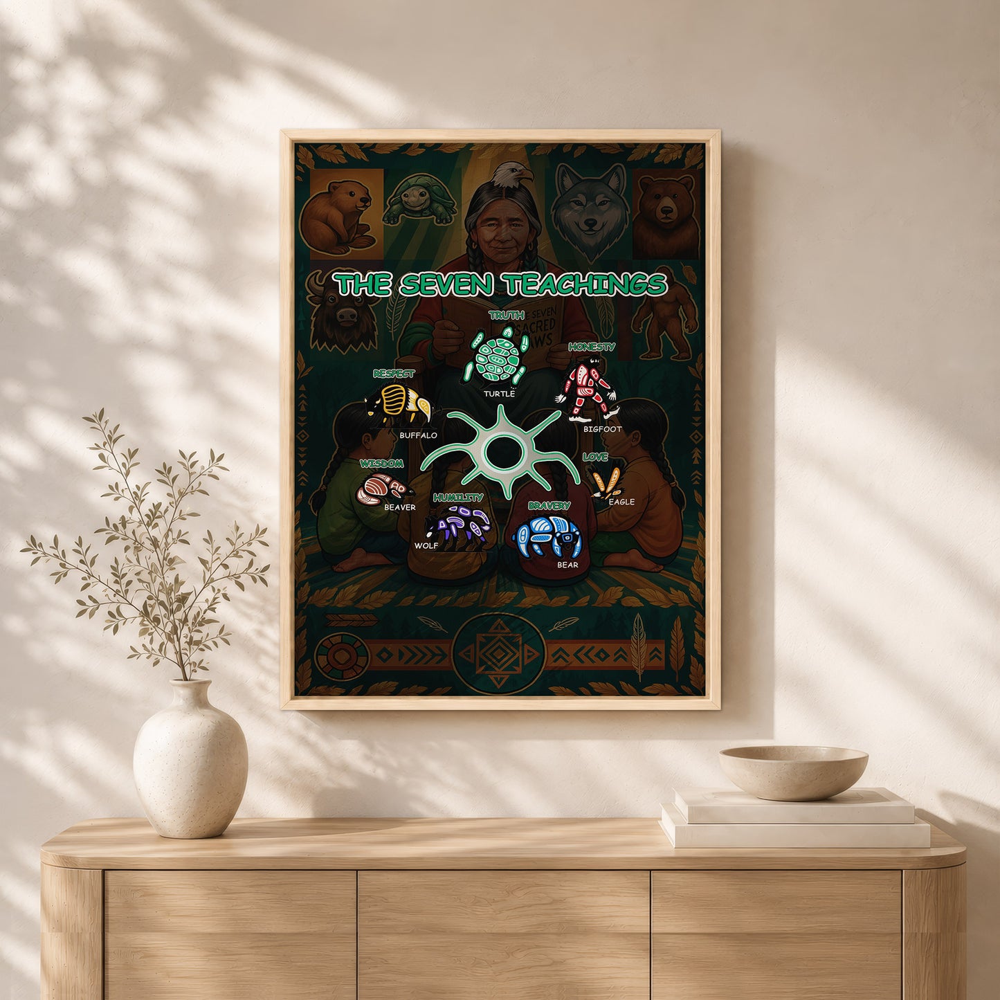 The Seven Sacred Laws Indigenous Value Culture Poster/Canvas