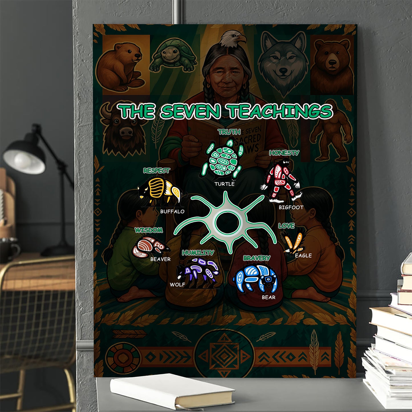 The Seven Sacred Laws Indigenous Value Culture Poster/Canvas