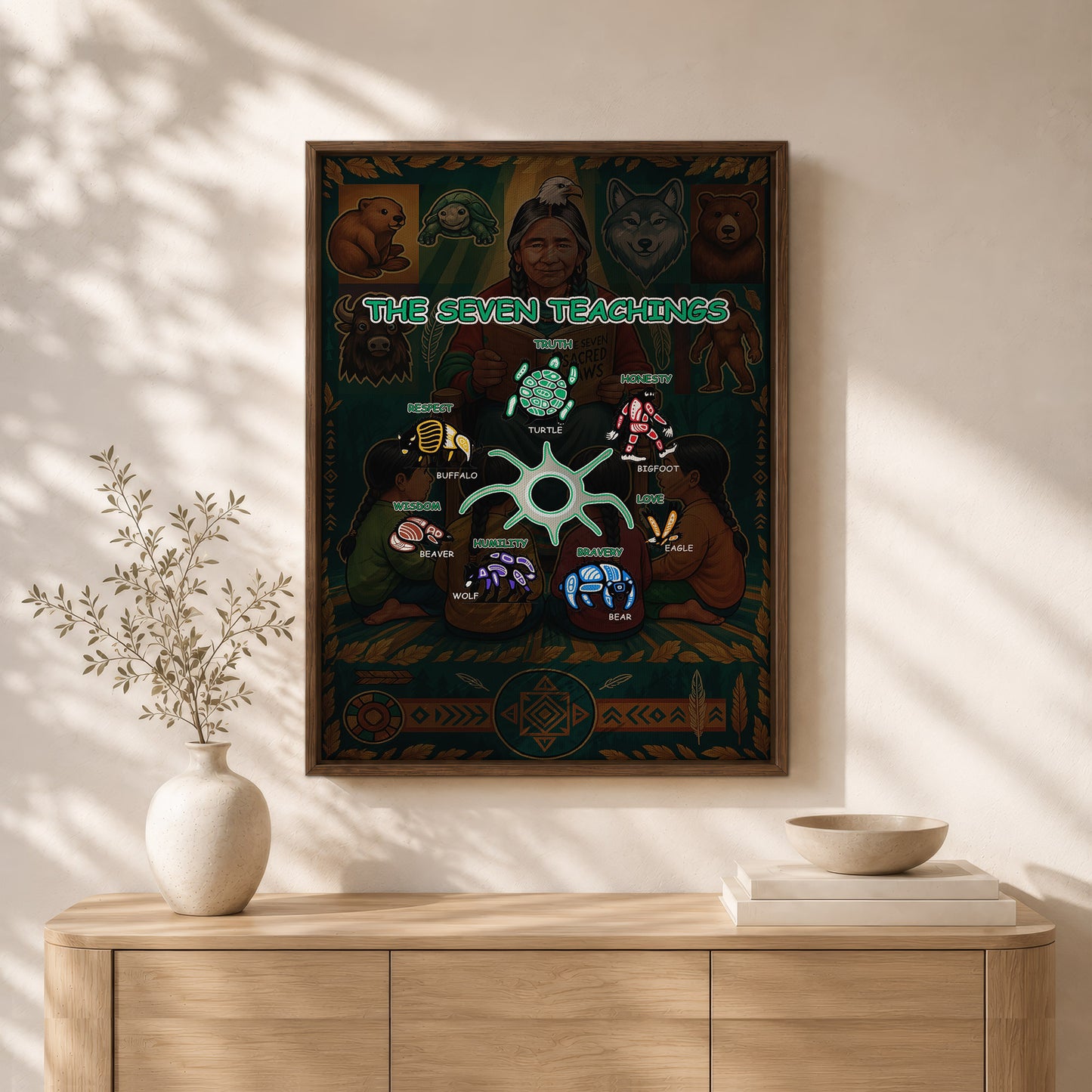 The Seven Sacred Laws Indigenous Value Culture Poster/Canvas
