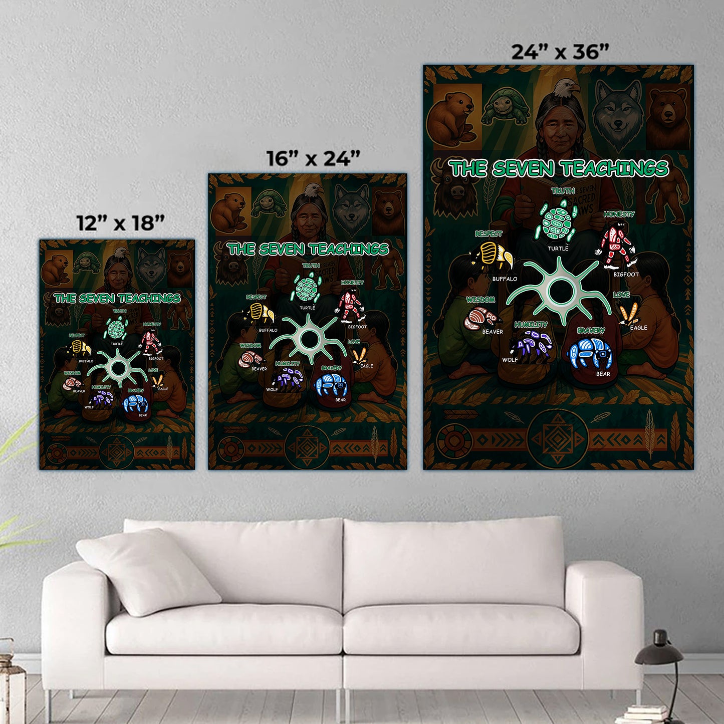 The Seven Sacred Laws Indigenous Value Culture Poster/Canvas