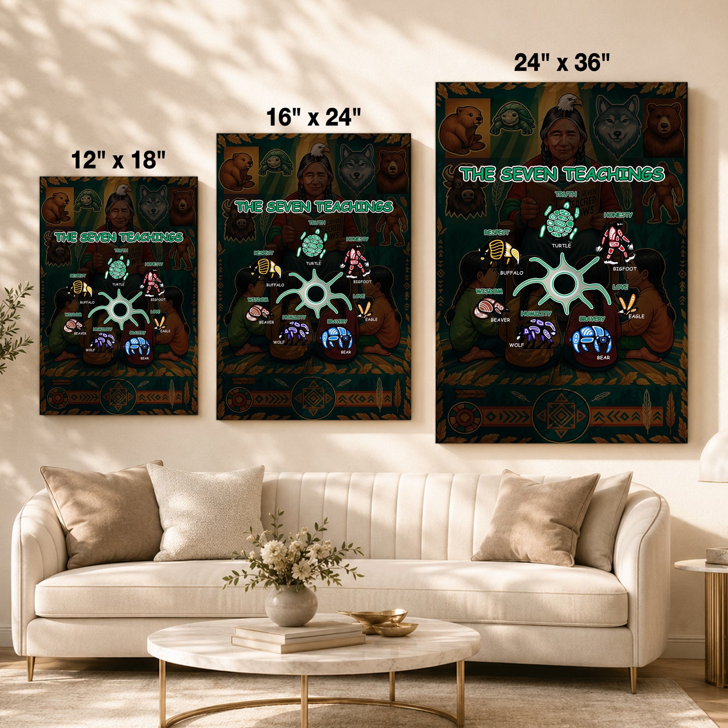 The Seven Sacred Laws Indigenous Value Culture Poster/Canvas