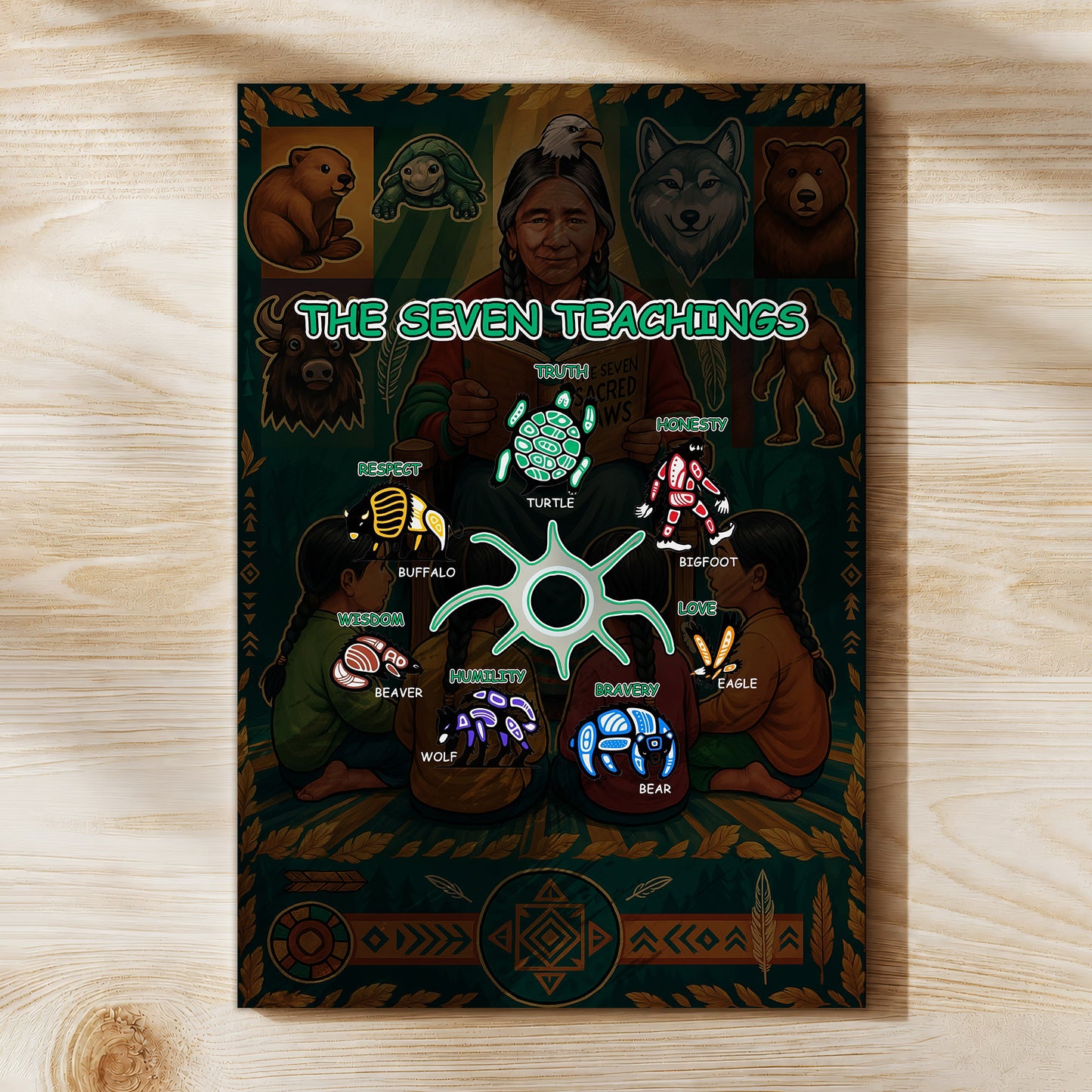 The Seven Sacred Laws Indigenous Value Culture Poster/Canvas