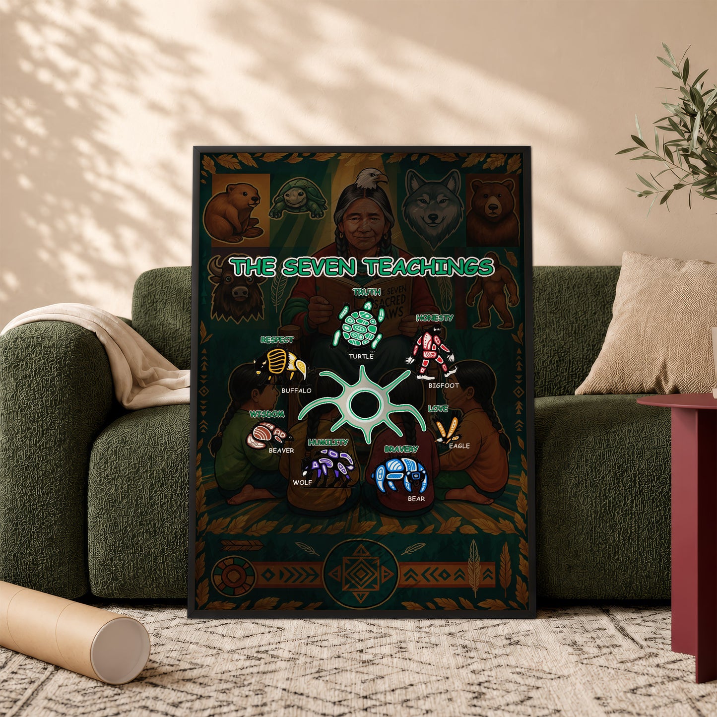 The Seven Sacred Laws Indigenous Value Culture Poster/Canvas
