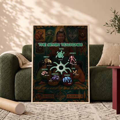 The Seven Sacred Laws Indigenous Value Culture Poster/Canvas