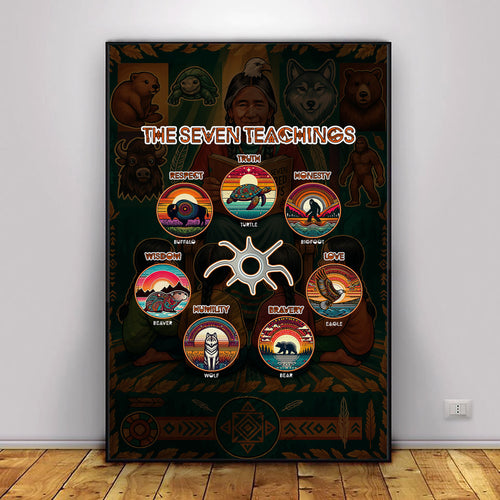 The Seven Sacred Laws Animal Symbols Indigenous Poster/Canvas