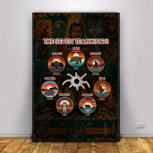 The Seven Sacred Laws Animal Symbols Indigenous Poster/Canvas