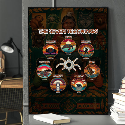 The Seven Sacred Laws Animal Symbols Indigenous Poster/Canvas