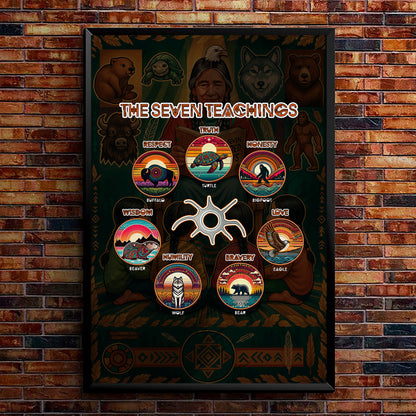 The Seven Sacred Laws Animal Symbols Indigenous Poster/Canvas