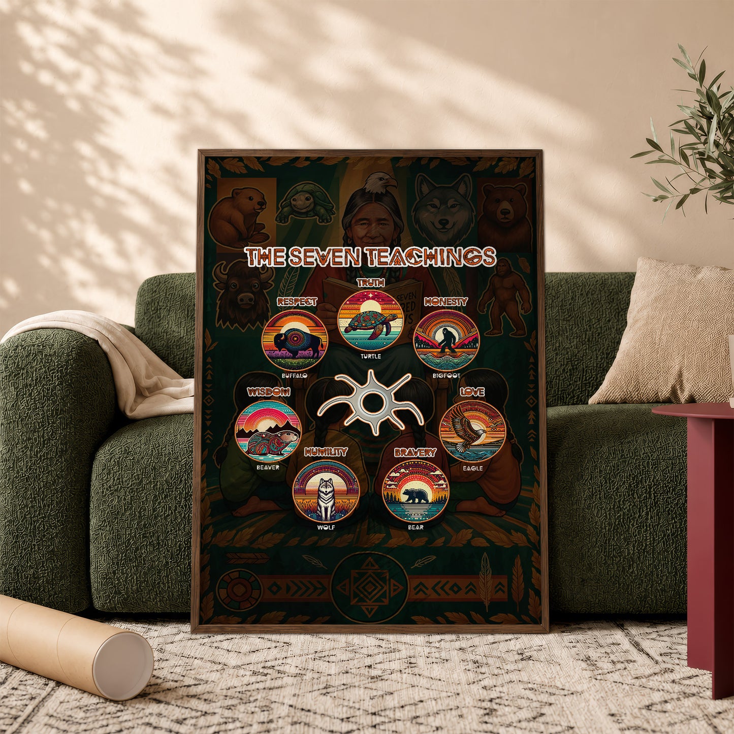 The Seven Sacred Laws Animal Symbols Indigenous Poster/Canvas