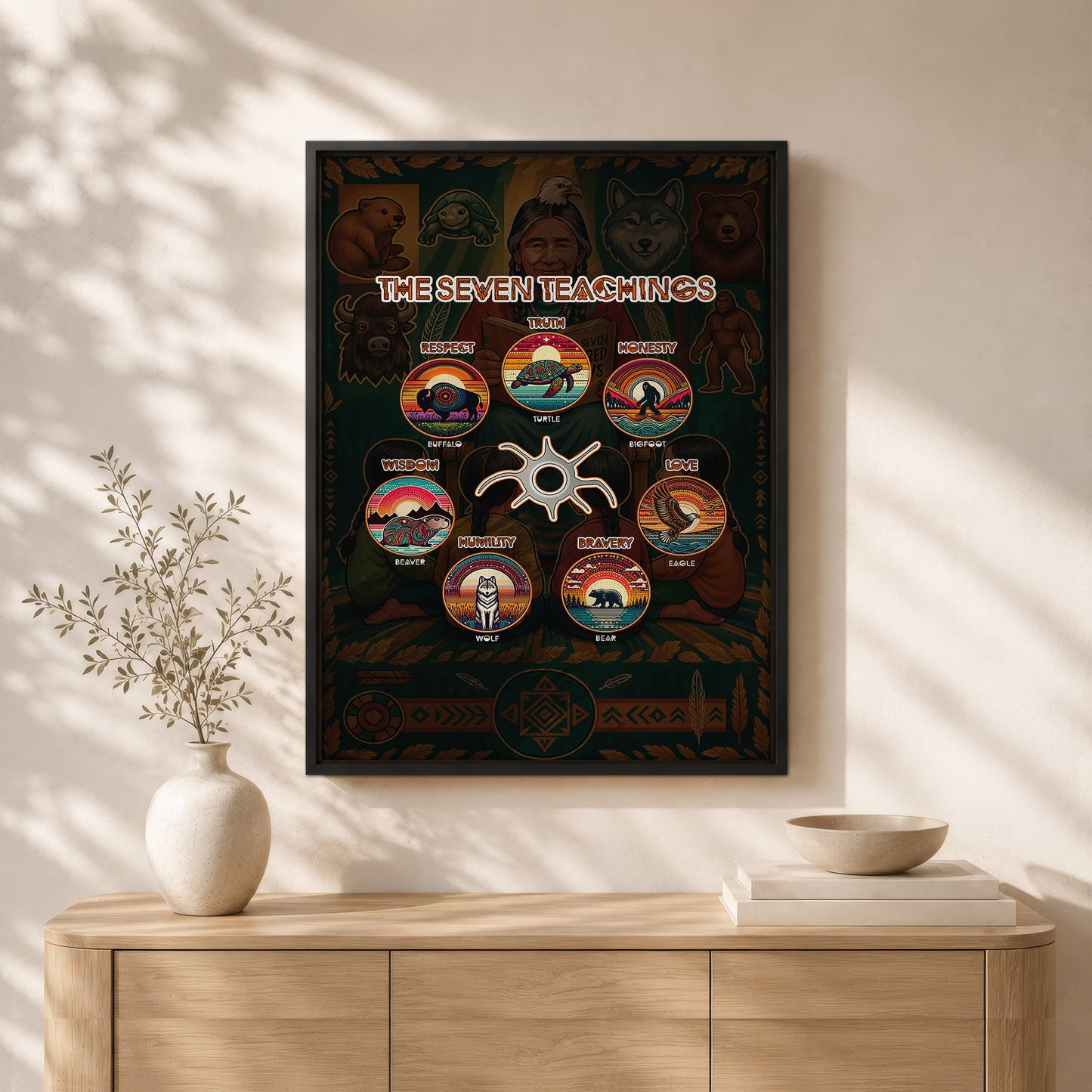 The Seven Sacred Laws Animal Symbols Indigenous Poster/Canvas