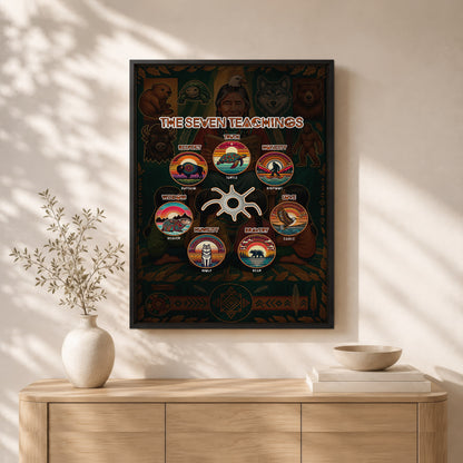 The Seven Sacred Laws Animal Symbols Indigenous Poster/Canvas