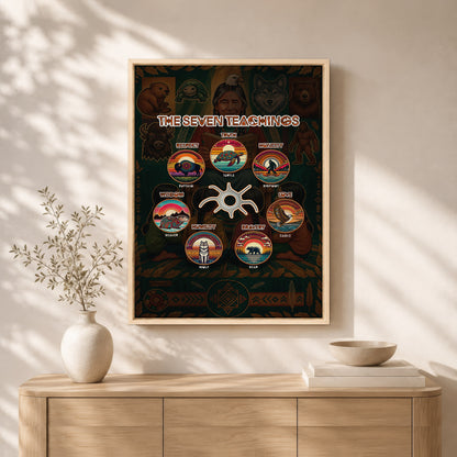 The Seven Sacred Laws Animal Symbols Indigenous Poster/Canvas