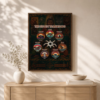 The Seven Sacred Laws Animal Symbols Indigenous Poster/Canvas